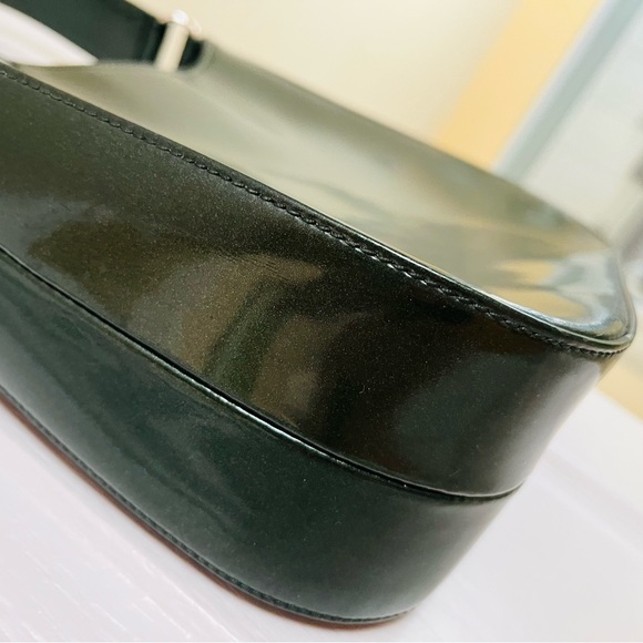 Chic Dark Green Leather Shoulder Bag by Parisjan designer Junko Shimada - Picture 3 of 8